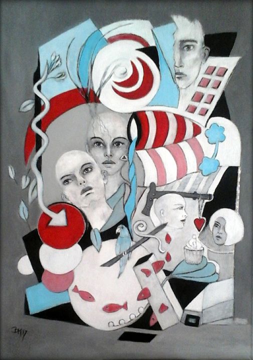Malerei mit dem Titel "Surreal 48 (Chaosmo…" von Barbaram, Original-Kunstwerk, Acryl