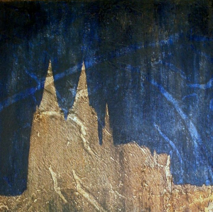 Malerei mit dem Titel "Kölner Dom 4" von Barbaram, Original-Kunstwerk, Acryl