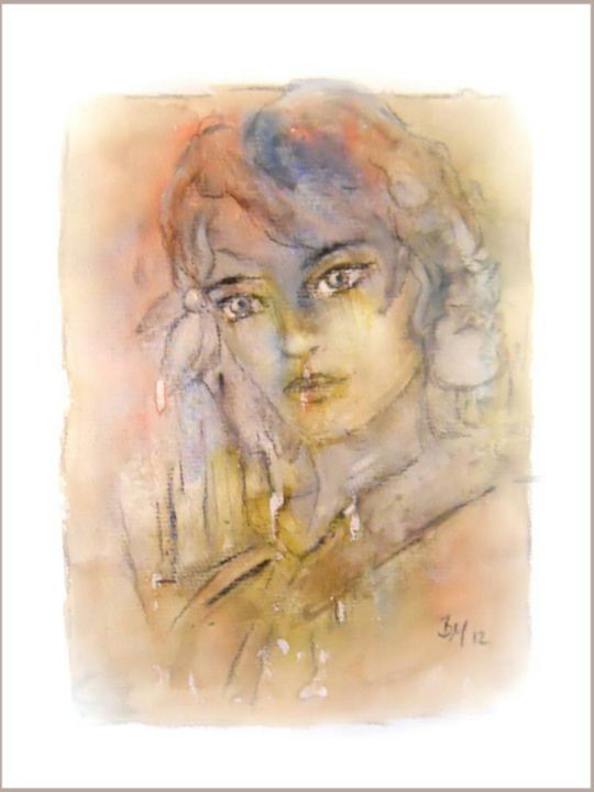 Painting titled "Maileen" by Barbaram, Original Artwork, Watercolor