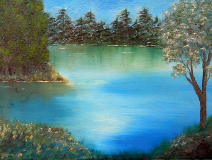 Malerei mit dem Titel "Still ruht der See" von Barbaram, Original-Kunstwerk