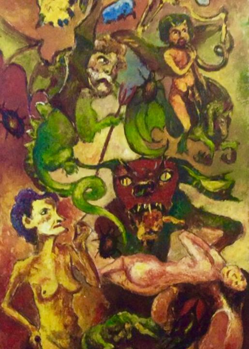 Peinture intitulée "L'inferno 2" par Primo Canepari, Œuvre d'art originale