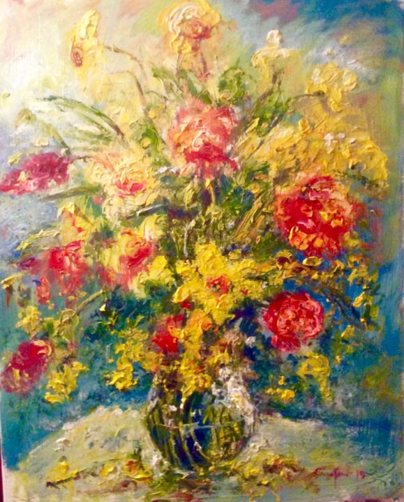 Peinture intitulée "fiori di primavera" par Primo Canepari, Œuvre d'art originale, Huile