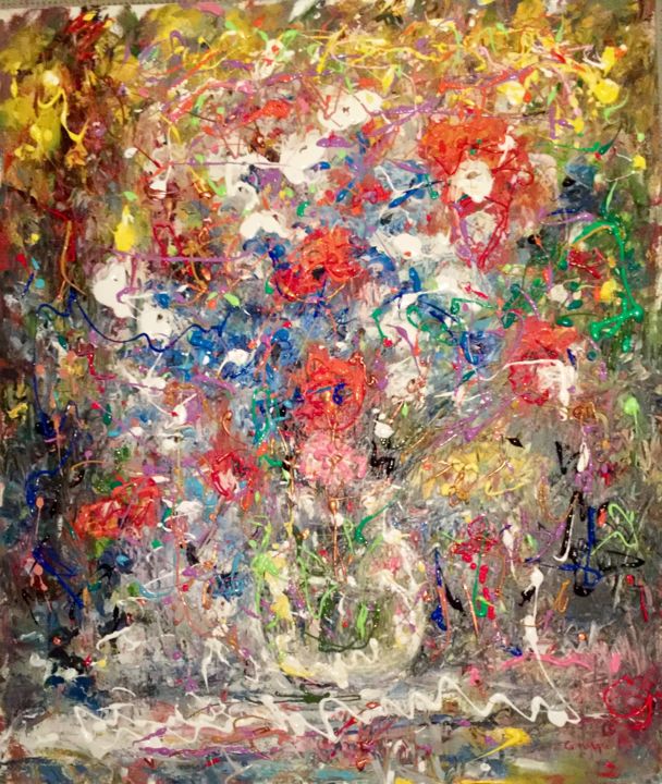 Painting titled "Fiori di campo" by Primo Canepari, Original Artwork, Oil