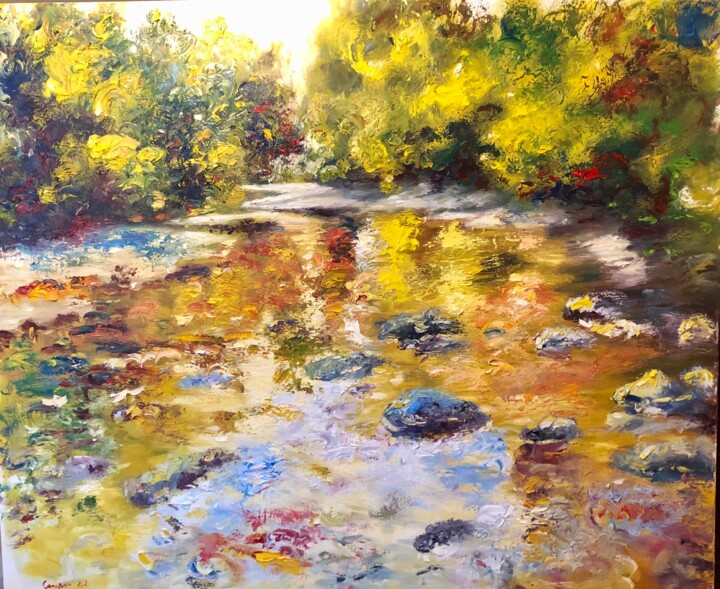 Painting titled "Il Fiume" by Primo Canepari, Original Artwork, Oil