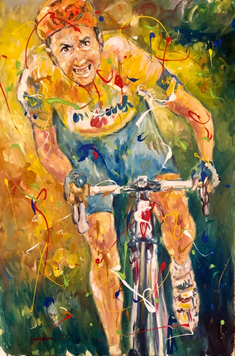 Painting titled "Sportivo" by Primo Canepari, Original Artwork, Acrylic