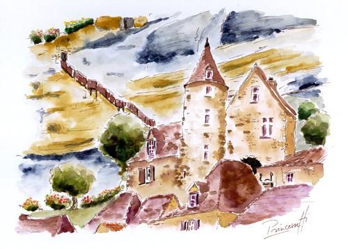 Pintura titulada "Dordogne La Roche G…" por Princerretti, Obra de arte original