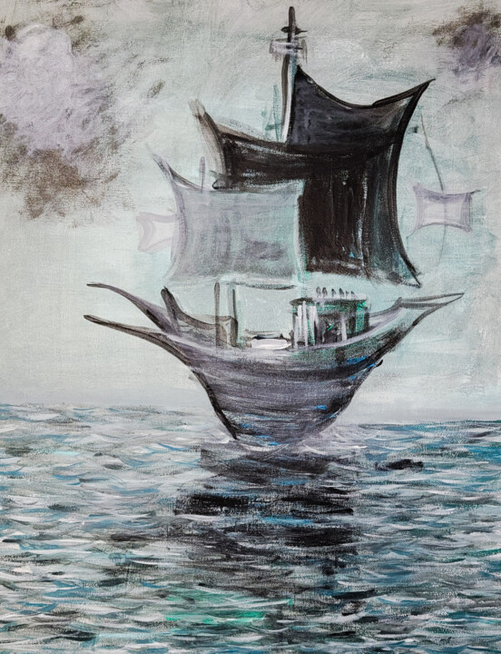 Pintura titulada "Out to Sea" por Princess Mcillwain, Obra de arte original, Acrílico Montado en Bastidor de camilla de made…