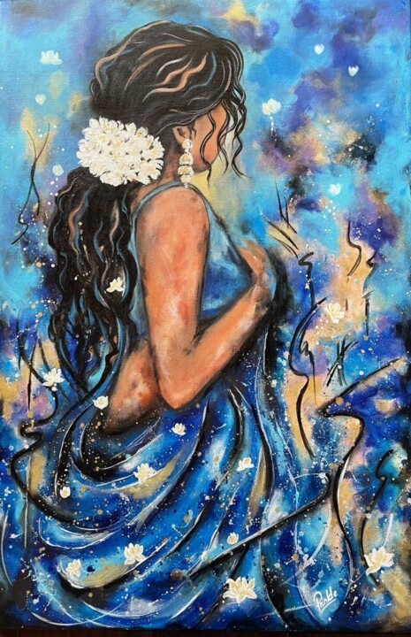 Peinture intitulée "Jasmine Serene" par Prinkle Mehta, Œuvre d'art originale, Acrylique