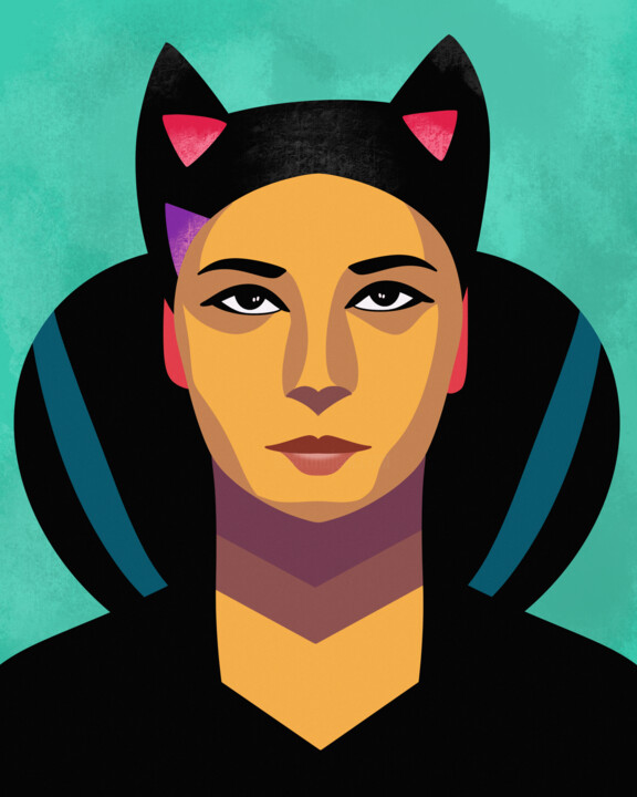 Digital Arts titled "Catwoman" by Deniz Sipahi, Original Artwork, Digital Painting