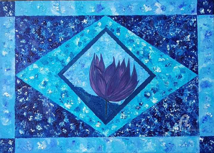 Painting titled "Lotus" by Prisca Adam, Original Artwork, Acrylic