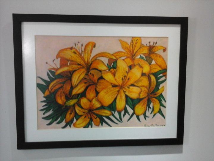 Pintura intitulada "Lírios laranjas" por Priscilla Azevedo, Obras de arte originais