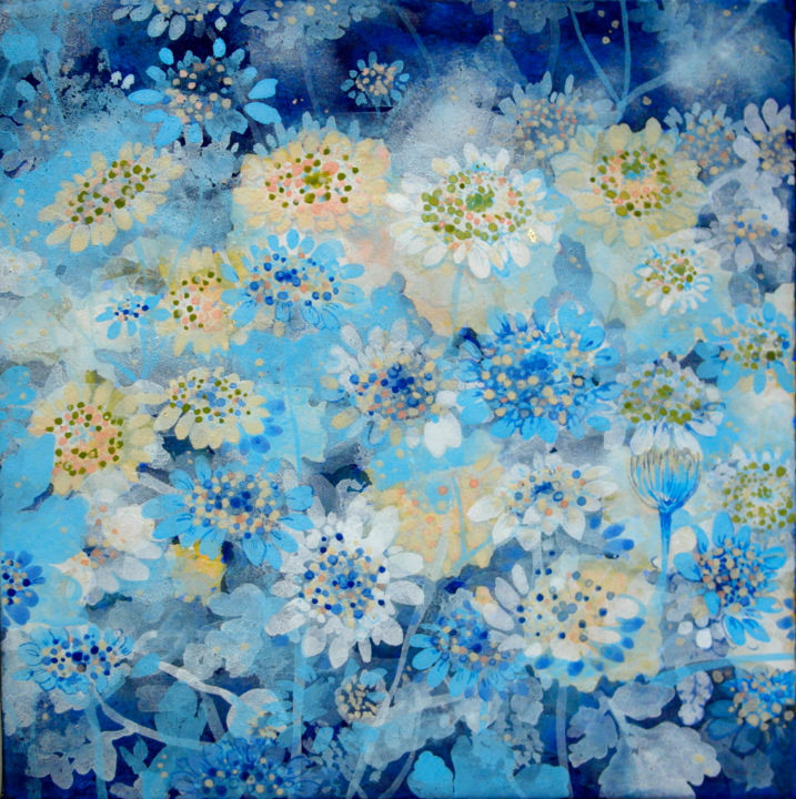 Painting titled "Summer Night" by Priscilla Moore, Original Artwork, Pigments Mounted on Wood Panel
