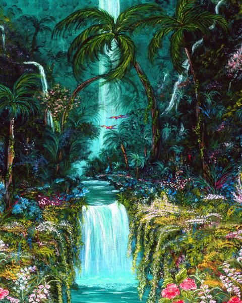 Tropical Paradise Of Peace Giclee Painting By Priscilla Andrews Artmajeur