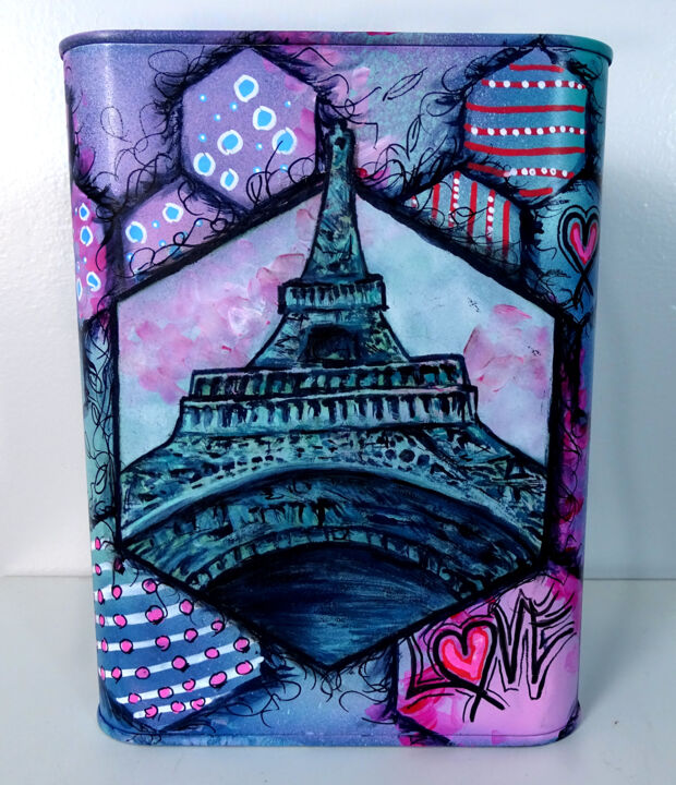 Sculpture intitulée "Peinture Tour Eiffe…" par Priscilla Vettese, Œuvre d'art originale, Acrylique