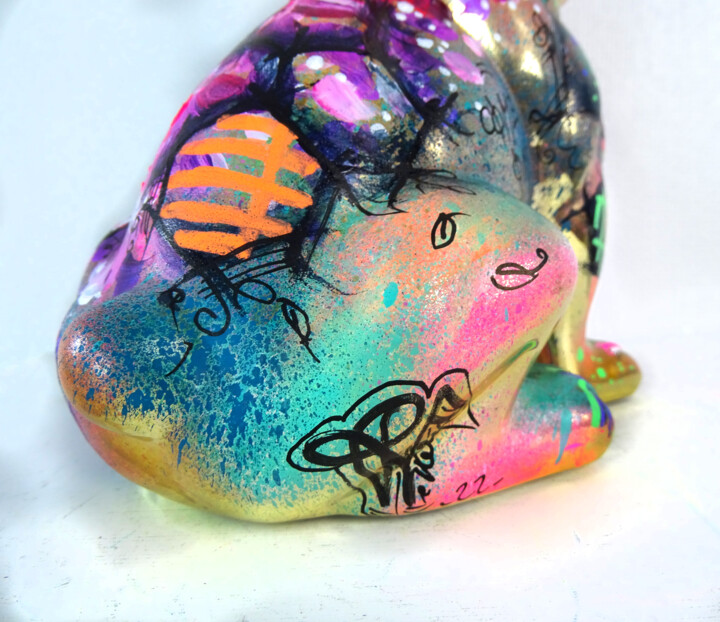 Statue Pop Art Bulldog Unique Graffiti C, Sculpture par Priscilla