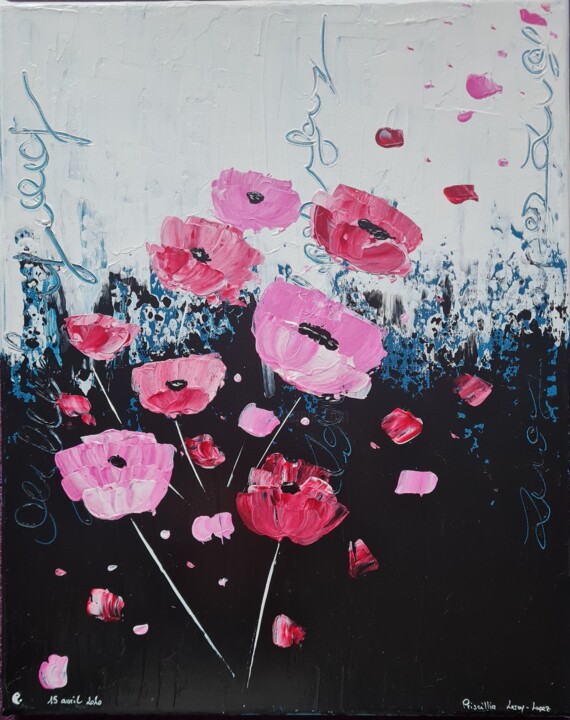 Pittura intitolato "Les fleurs" da Priscillia Leroy Lopez (Fleurhope), Opera d'arte originale, Acrilico
