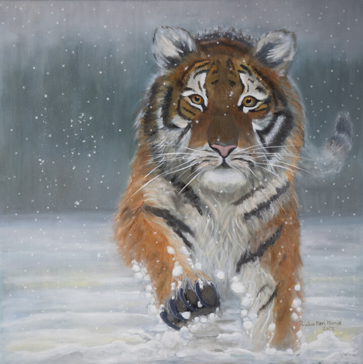 绘画 标题为“Sibirischer Tiger i…” 由Priska Heri Monjé, 原创艺术品, 丙烯