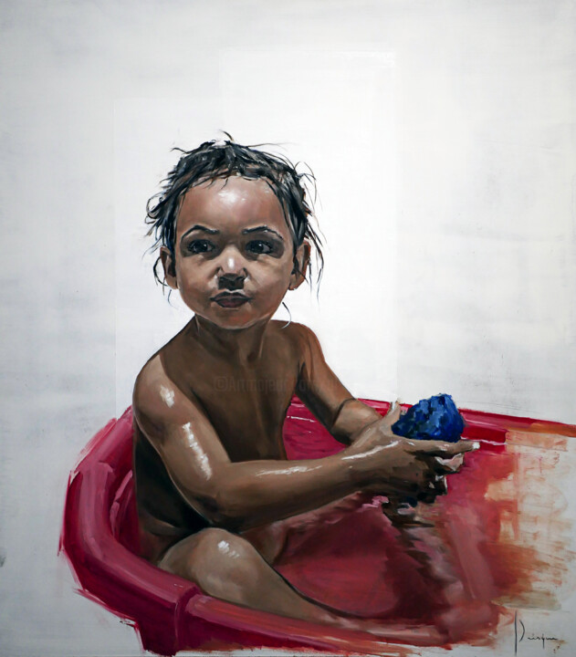 "Le bain" başlıklı Tablo Prisque tarafından, Orijinal sanat, Petrol