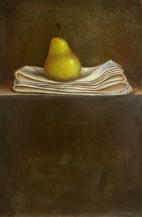 Schilderij getiteld "Blush Pear" door Priyanka Singh, Origineel Kunstwerk, Olie