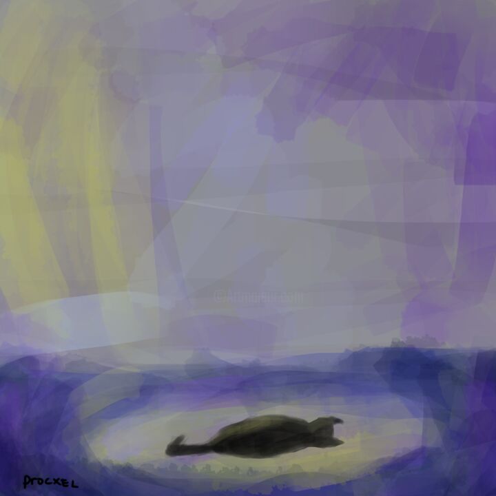 Digital Arts titled "Lonely Kitten" by Procxel, Original Artwork, Digital Painting