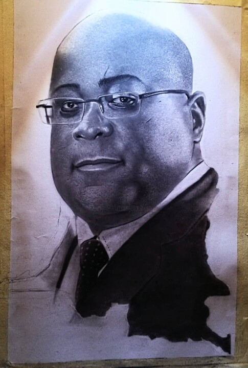 Dibujo titulada "Félix tshisekedi ts…" por Prodige Art, Obra de arte original, Carbón