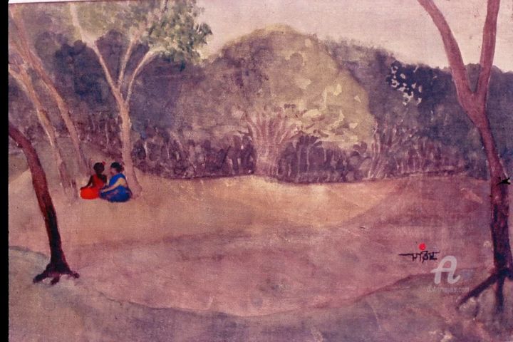 Peinture intitulée "friendship" par Prodip Kumar Sengupta, Œuvre d'art originale, Aquarelle