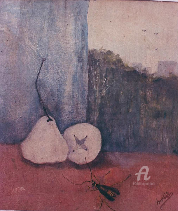 Painting titled "L'Eclisse" by Prodip Kumar Sengupta, Original Artwork, Watercolor