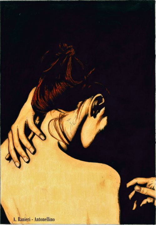 Disegno intitolato "donna-per-se.jpg" da Antonellino, Opera d'arte originale, Matite colorate
