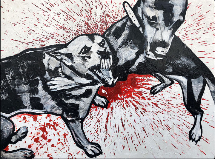 Peinture intitulée "Dogs" par Lina Milligan, Œuvre d'art originale, Acrylique