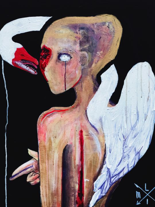 Картина под названием "Demon Inside" - Lina Milligan, Подлинное произведение искусства, Акрил