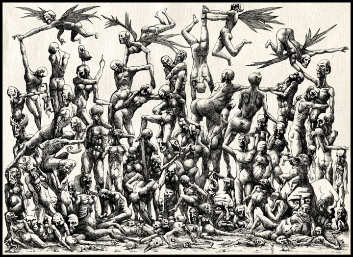 Dessin intitulée "giudizio universale…" par Marco Proietto, Œuvre d'art originale