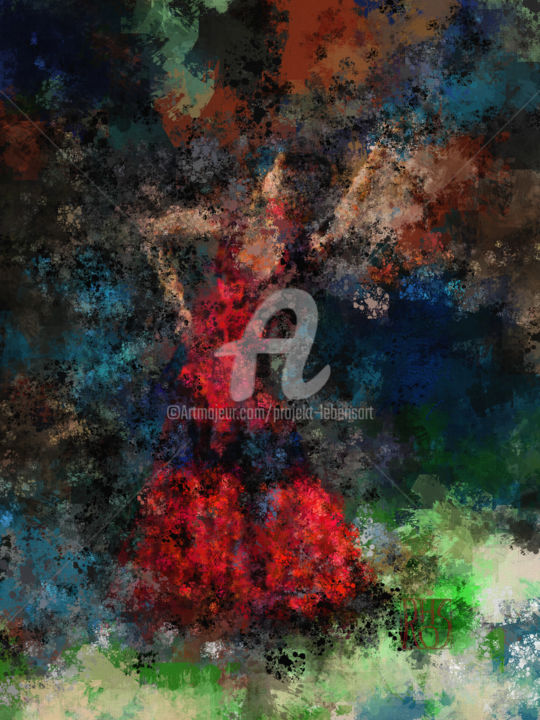 Digitale Künste mit dem Titel "Flamenco-Tänzerin" von Horst Rosenberger, Original-Kunstwerk, Digitale Malerei