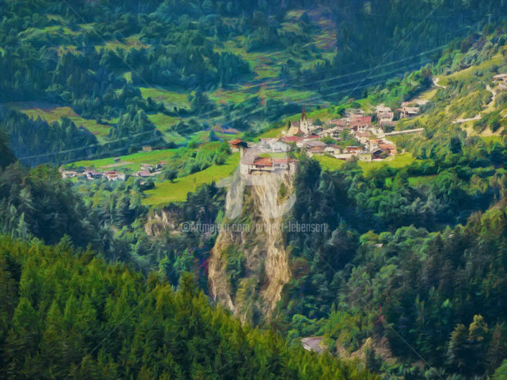 Цифровое искусство под названием "Burg Berneck" - Horst Rosenberger, Подлинное произведение искусства, Цифровая живопись