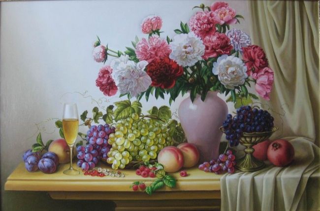 Картина под названием "still life" - Vladimir Proklov, Подлинное произведение искусства, Масло
