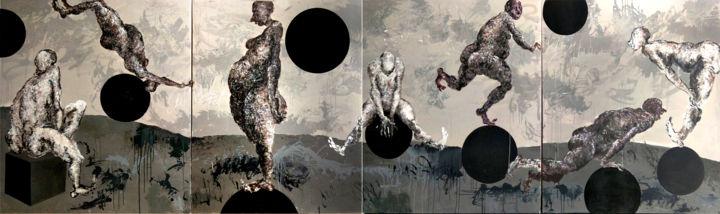 Pittura intitolato "on the balls" da Nadia Pronina, Opera d'arte originale, Acrilico