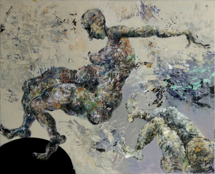 Картина под названием "on the ball 5" - Nadia Pronina, Подлинное произведение искусства, Акрил