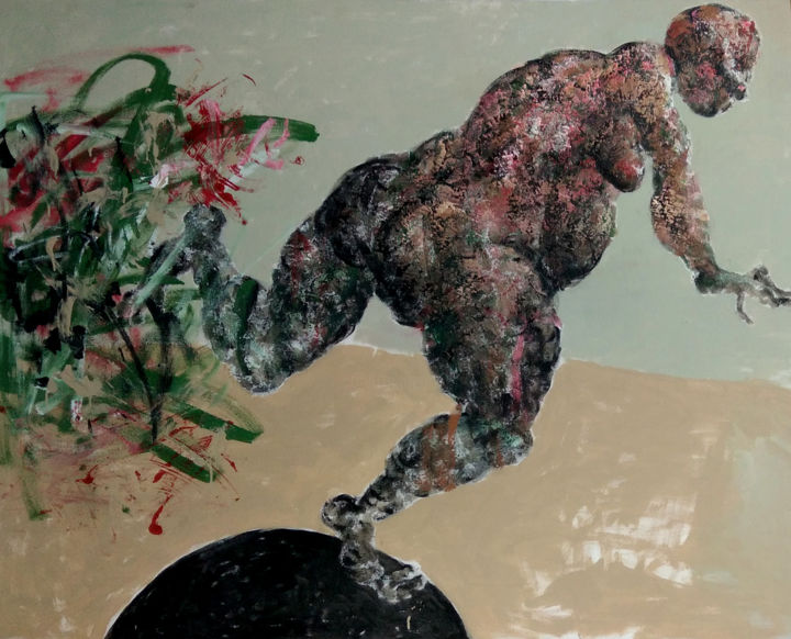 Картина под названием "on the ball 6" - Nadia Pronina, Подлинное произведение искусства, Акрил