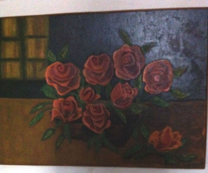 Painting titled "las Rosas" by Marie Avila, Original Artwork