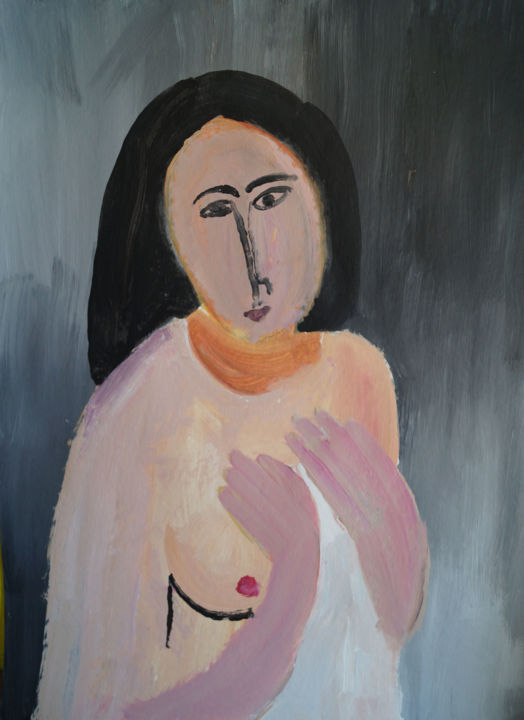 Painting titled "Portrait d'après Mo…" by Amaury Prouvost, Original Artwork, Acrylic