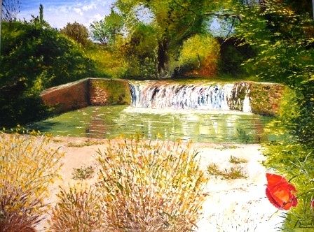 Painting titled "La Cascade de Corbi…" by Michca, Original Artwork, Oil