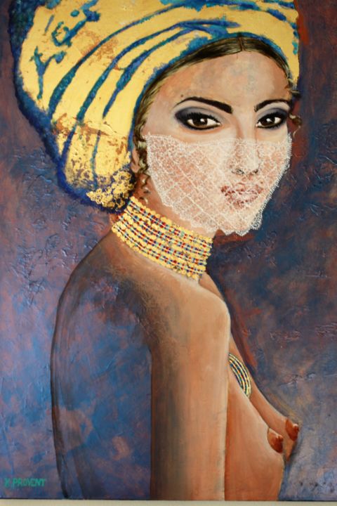 Painting titled "PRINCESSE DU DESERT" by K.Provent, Original Artwork, Acrylic