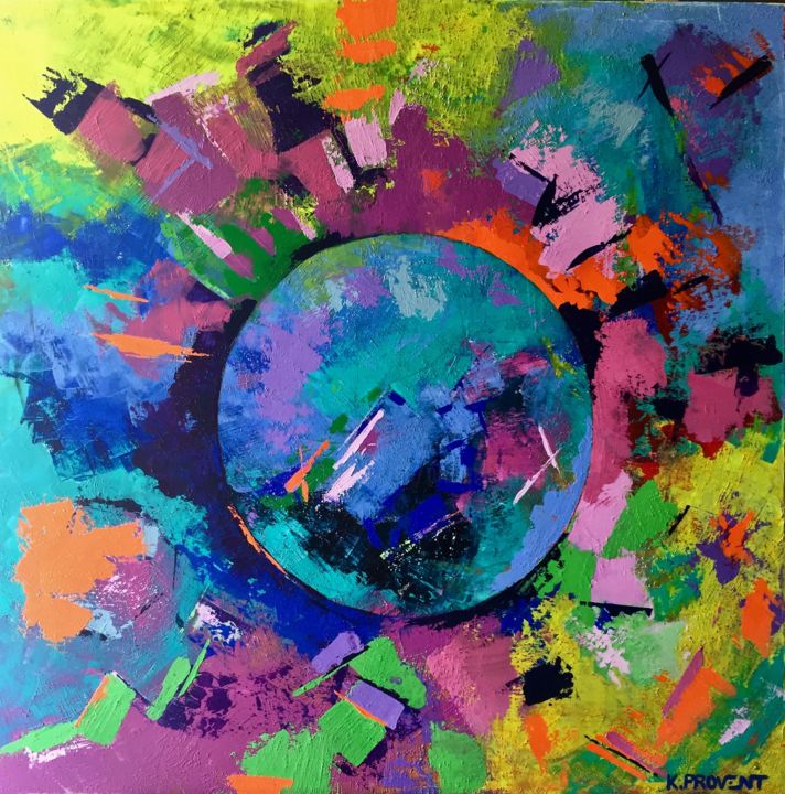 Peinture intitulée "Eclipse" par K.Provent, Œuvre d'art originale, Acrylique