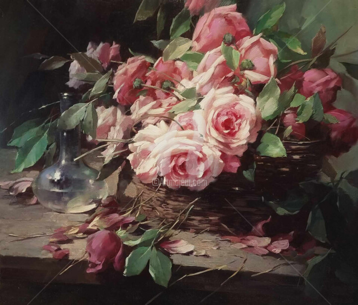 Painting titled "Roses" by Yuri Pryadko, Original Artwork, Oil