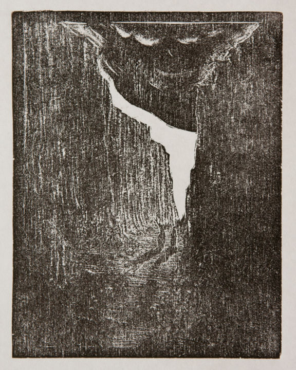 Gravures & estampes intitulée "Dante" par Przemek Kret, Œuvre d'art originale, Xylographie Monté sur Carton