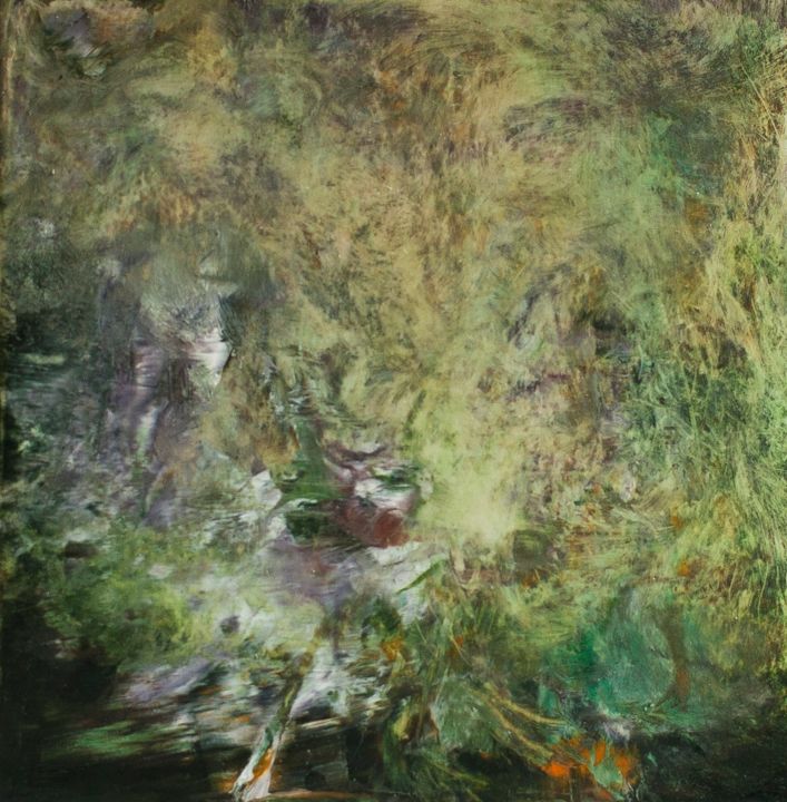 Malarstwo zatytułowany „The Green Fire” autorstwa Przemek Kret, Oryginalna praca, Olej