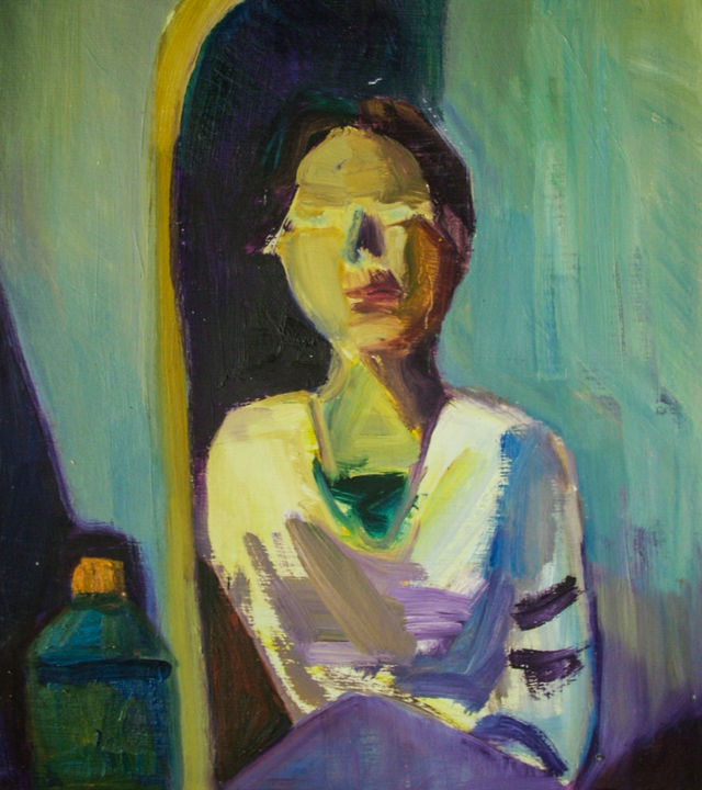 Painting titled "autoportret" by Wioleta Przybysz, Original Artwork, Oil