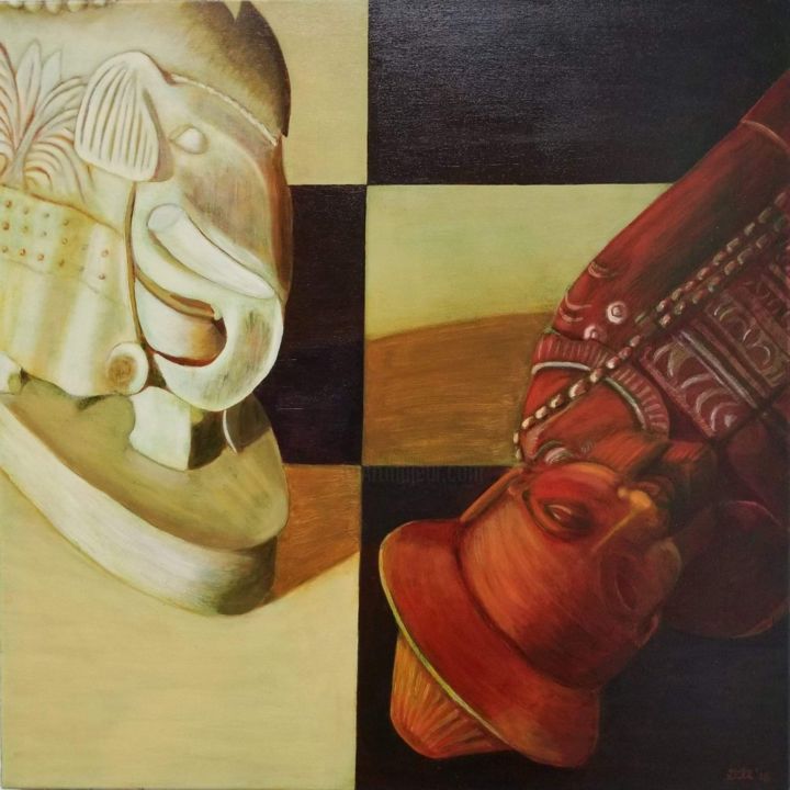 Painting titled "Ivory Retribution" by Gwyn Akers, Original Artwork, Oil