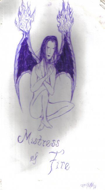 Drawing titled "Mistress of Fire" by The Antichrist, Original Artwork