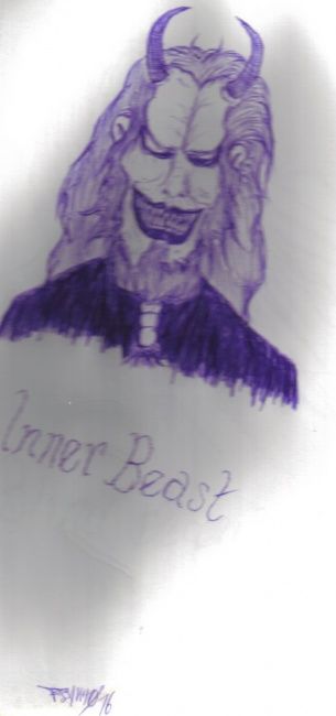 Drawing titled "Inner Beast" by The Antichrist, Original Artwork