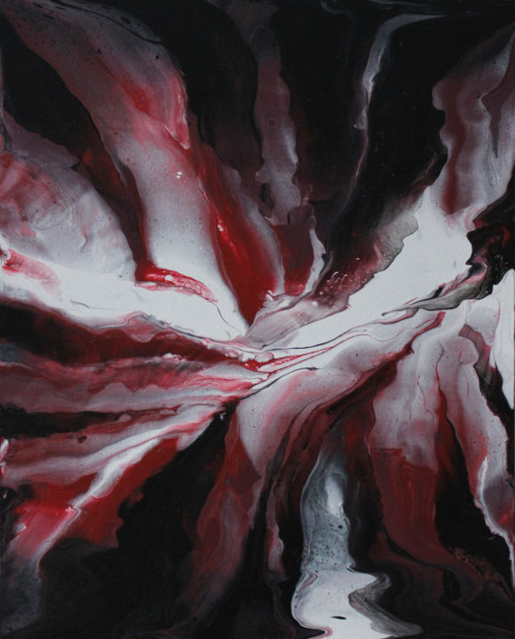 Painting titled "Red abyss" by Alina Filatova, Original Artwork, Acrylic Mounted on Cardboard